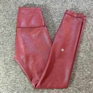 Lululemon Wunder Train High-Rise Leggings Tight Foil Print Red Merlot Sz 4